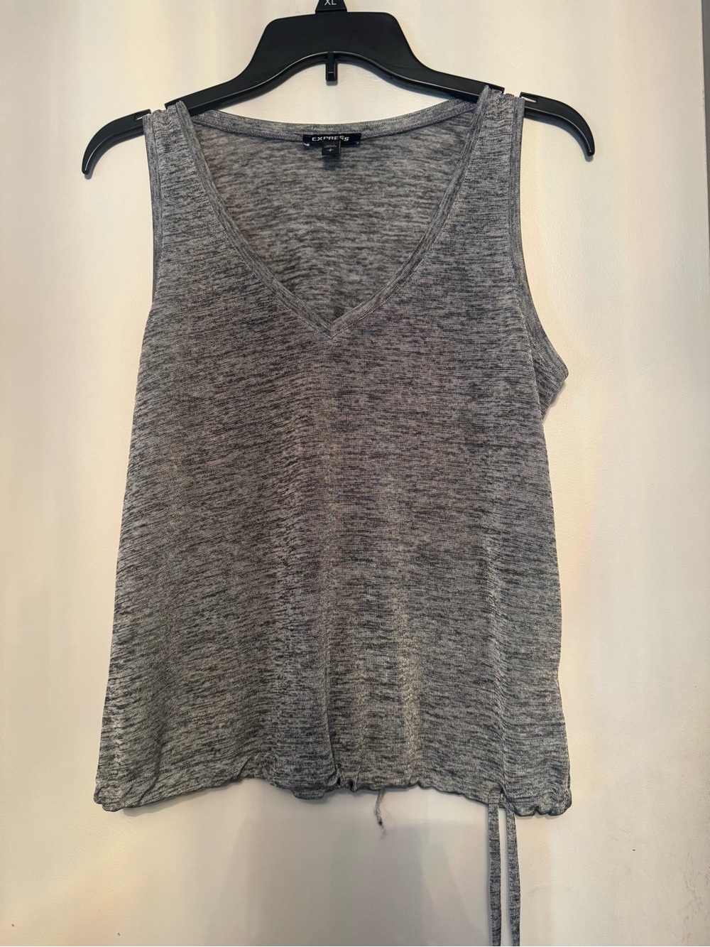 Express Heather Gray V-Neck Tank with Drawstring